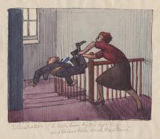 I took him by the left leg and threw him down the stairs 1952. Creator: Shirley Markham