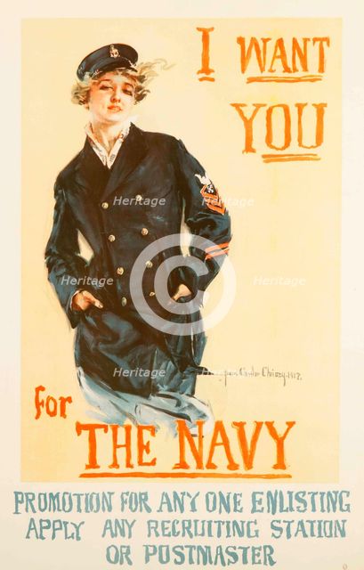 I Want You for the Navy, 1917. Creator: Christy; Howard Chandler (1872-1952).