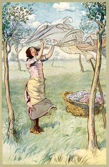 I wash, wring .. And do it all myself, from The Merry Wives of Windsor, pub. 1910. Creator: Hugh Thomson (1860 - 1920)