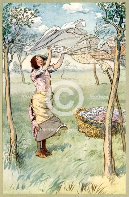 I wash, wring .. And do it all myself, from The Merry Wives of Windsor, pub. 1910. Creator: Hugh Thomson (1860 - 1920).