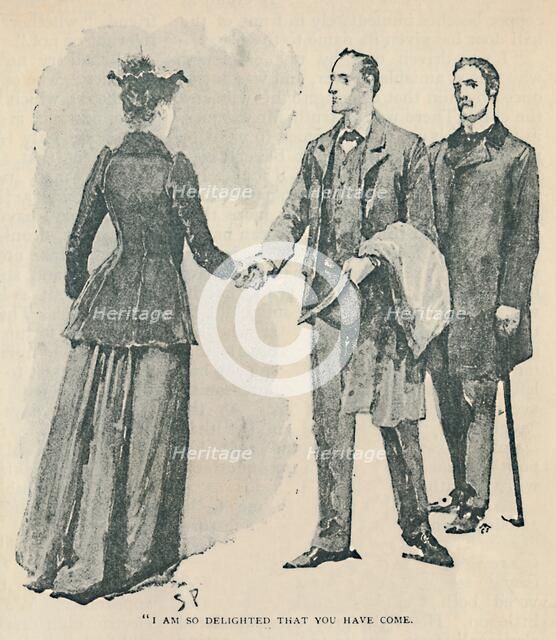 'I Am So Delighted That You Have Come', 1892. Artist: Sidney E Paget.
