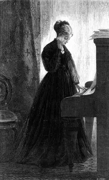 "I Cannot Sing the Old Songs", by Miss A. Claxton, in the Suffolk-Street Exhibition, 1868. Creator: W Thomas