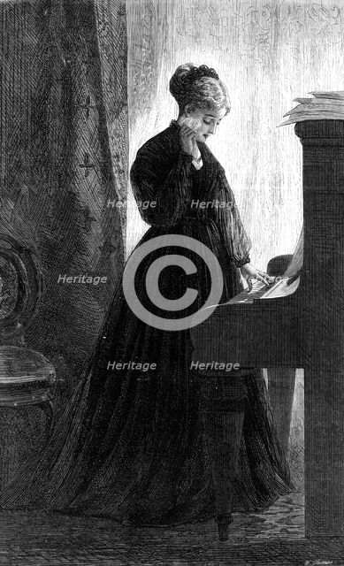 "I Cannot Sing the Old Songs", by Miss A. Claxton, in the Suffolk-Street Exhibition, 1868. Creator: W Thomas.