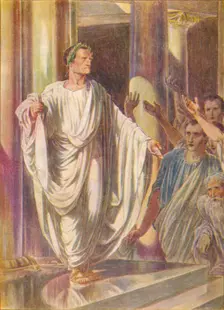 I carry here peace and war: choose, men of Carthage, which ye will c1912 (1912). Artist: Ernest Dudley Heath