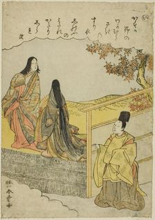 I: Coming of Age, from the series "Tales of Ise in Fashionable Brocade Pictures..., c. 1772/73. Creator: Shunsho