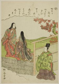 I: Coming of Age, from the series "Tales of Ise in Fashionable Brocade Pictures..., c. 1772/73. Creator: Shunsho
