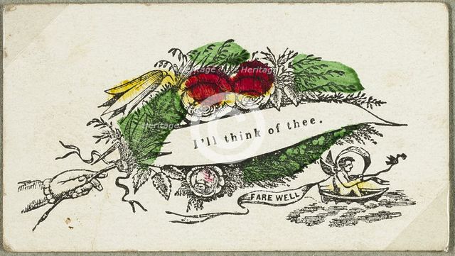 I'll Think of Thee (valentine), c.1830. Creator: Unknown.