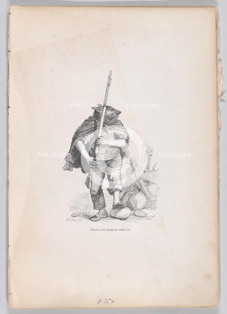 I saw a wolf standing guard from Scenes from the Private and Public Life of Animals..., ca. 1837-47. Creator: Andrew Best Leloir.