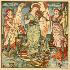 I Saw Three Ships, from Walter Crane's Painting Book, pub. 1889 (colour lithograph), 1889. Creator: Walter Crane (1845 - 1915)