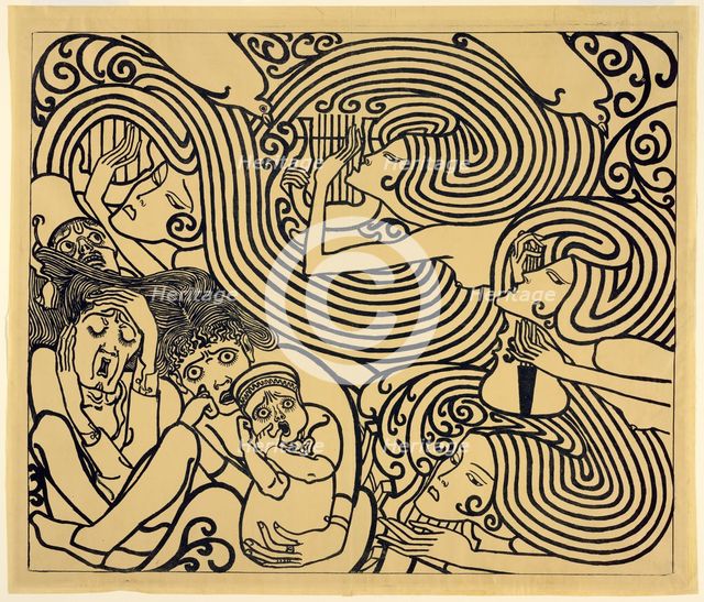 Image Design for a Poster, Wagenaar's Cantata 'The Shipwreck', 1899. Creator: Jan Toorop.