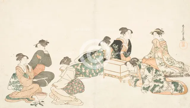 Image from album of poetry 'Haru no iro' (image 3 of 3), c1794. Creator: Kubo Shunman.
