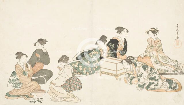 Image from album of poetry 'Haru no iro' (image 3 of 3), c1794. Creator: Kubo Shunman.