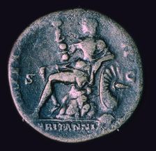 Image of Britannia on the reverse of a Roman coin
