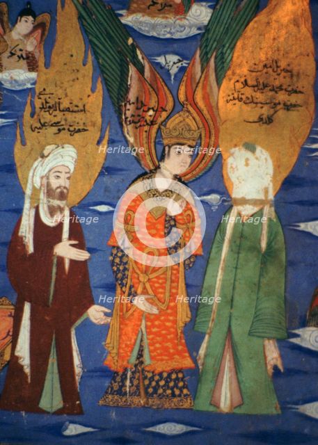Image of the Prophet Mohammed ascending to heaven, 16th century. Artist: Unknown