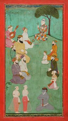 Imaginary Meeting of Guru Nanak, Mardana Sahab, and Other Sikh Gurus, c1780. Creator: Unknown