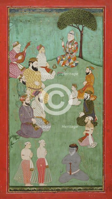 Imaginary Meeting of Guru Nanak, Mardana Sahab, and Other Sikh Gurus, c1780. Creator: Unknown.
