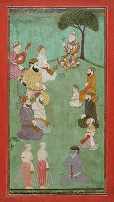Imaginary Meeting of Guru Nanak, Mardana Sahab, and Other Sikh Gurus, c1780. Creator: Unknown