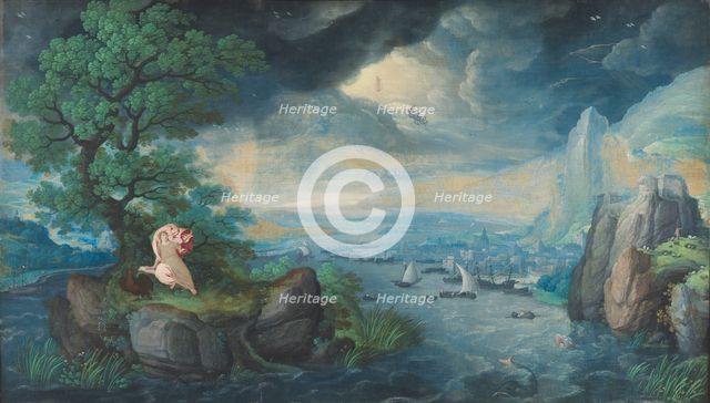 Imaginary Landscape with St. John on Patmos, c1554-1593. Creator: Hans Bol.