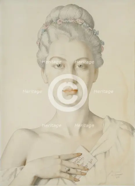 Imaginary Portrait of Cécile de Volanges in Choderlos de Laclos's 'Liaisons dangereuses', 1934. Artist: Konstantin Somov.