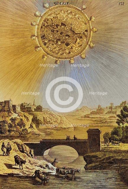 Imaginary topography of the Sun, 1683.  Creator: Jules Jean Marie Joseph Huyot.