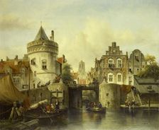 Imaginary View based on the Kolksluis, Amsterdam, 1839. Creator: Salomon Leonardus Verveer