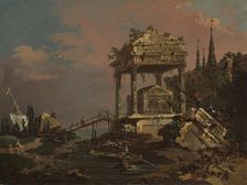 Imaginary View with a Tomb by the Lagoon, early 1740s. Creator: Canaletto