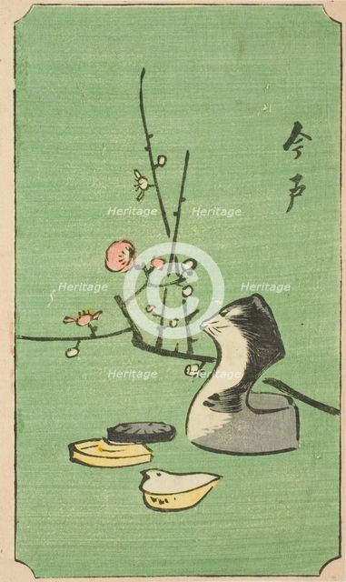Imado, section of a sheet from the series "Cutout Pictures of Famous Places in Edo...", 1857. Creator: Ando Hiroshige.