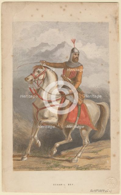 Imam Shamil (1797-1871). Artist: Dickes, William (1815-1892)