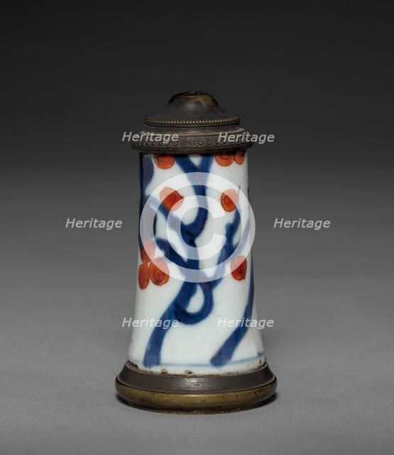Imari Ware (?) Container with Brass Mounts, c 1650- 1700. Creator: Unknown.