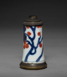 Imari Ware (?) Container with Brass Mounts, c 1650- 1700. Creator: Unknown