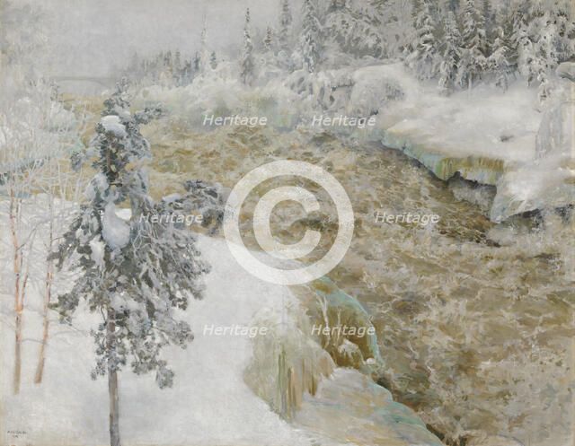 Imatra Falls in Snow; Imatra in Winter, 1893. Creator: Akseli Gallen-Kallela.