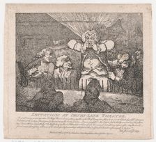 Imitations at Drury-Lane Theatre (Picturesque Beauties of Boswell, Part the Secon..., June 20, 1786. Creator: Thomas Rowlandson