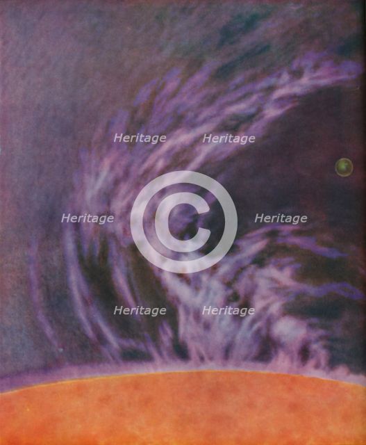 'Immense Eruption of a Solar Prominence 140,000 Miles High', c1935. Artist: Unknown.