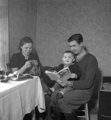 Immigrant family of farm workers from Estonia in Sweden, 1946. Creator: Otto Ohm