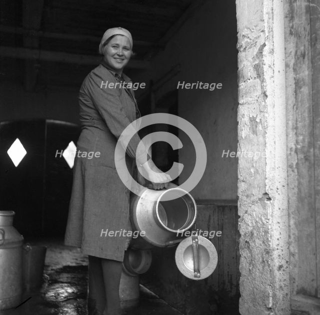 Immigrant farm worker from Estonia in Sweden, 1946. Artist: Otto Ohm