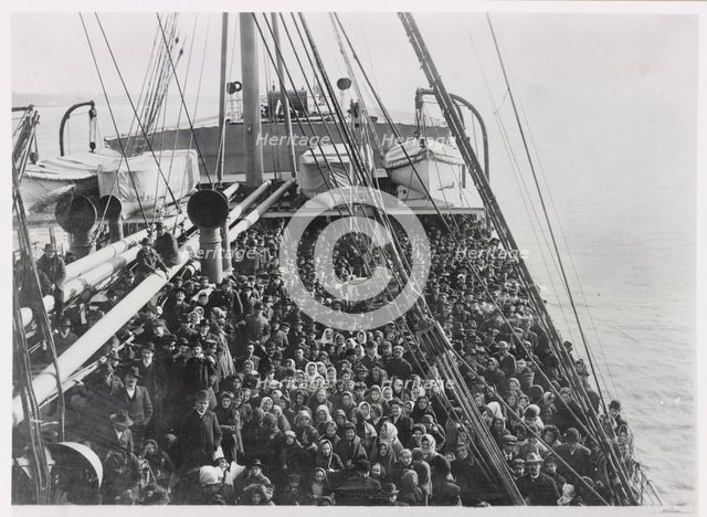 Immigrants at the New York Harbor, c.1900. Creator: Levick, Edwin (1869-1929).
