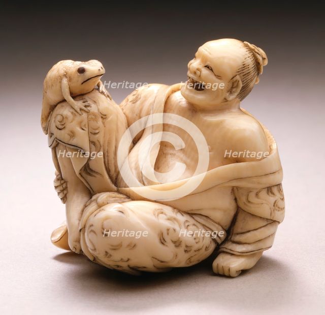 Immortal with Toad: Gama Sennin, Mid- to late 19th century. Creator: Kaigyokusai Masatsugu.