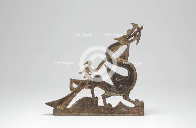 Immortals Riding Dragons: Section of a Tomb Pediment, Han dynasty, 1st century B.C./A.D. Creator: Unknown.