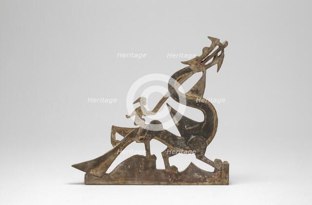 Immortals Riding Dragons: Section of a Tomb Pediment, Han dynasty, 1st century B.C./A.D. Creator: Unknown.