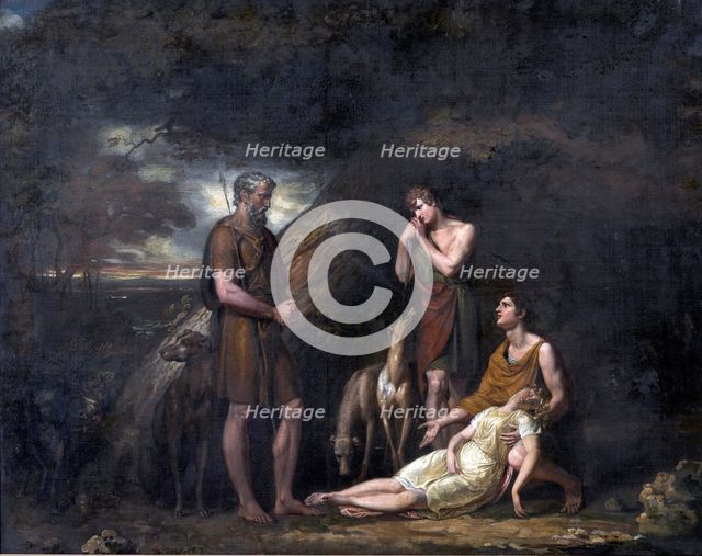 Imogen found in the cave of Belarius, 1808. Creator: George Dawe.
