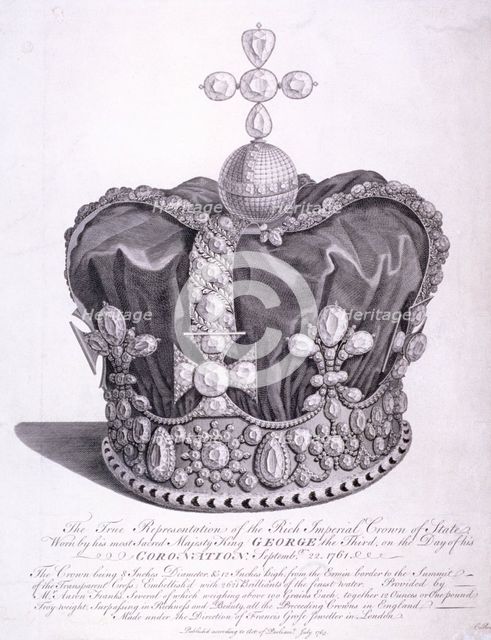 Imperial crown of state worn by King George III on his coronation, 1763. Artist: Anon