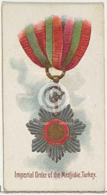 Imperial Order of the Medjidie, Turkey, from the World's Decorations series (N30) for Alle..., 1890. Creator: Allen & Ginter.