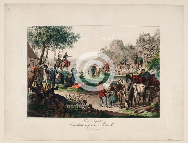 Imperial Russian cavalry on the march, 1813. Artist: Anonymous  