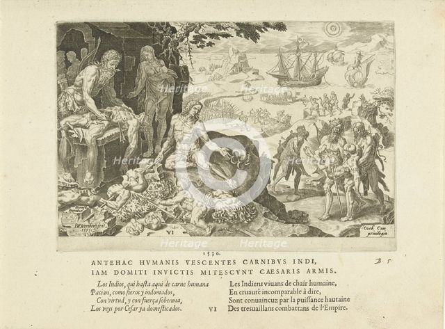 Imperial troops brings civilization to the Indians, 1555. Creator: Heemskerck, Maarten Jacobsz, van (1498-1574).