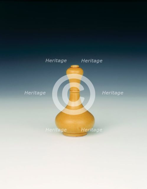 Imperial yellow glazed garlic head vase, Qing dynasty, China, 1650-1699. Creator: Unknown.