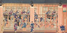 Imported Silk Reeling Machine at Tsukiji in Tokyo, 4th month, 1872. Creator: Utagawa Yoshitora