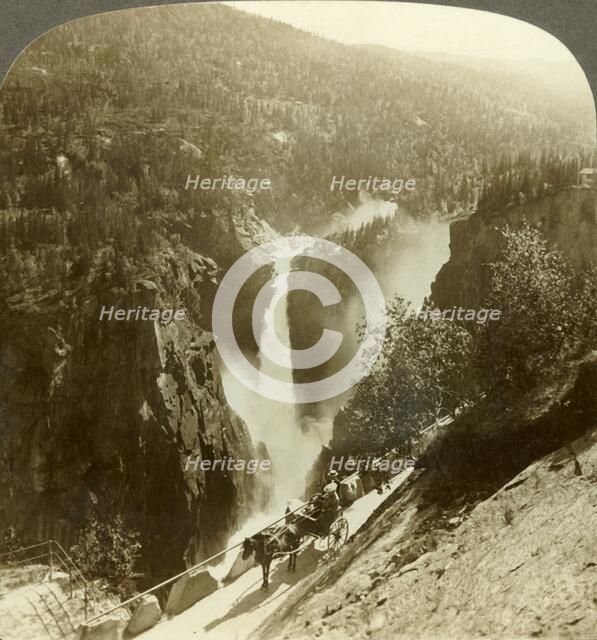 'Imposing beauty of spray-enshrouded Rjukanfos, the "foaming fall", Norway', c1905. Creator: Unknown.