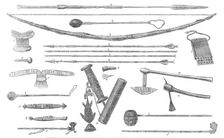 Implements and weapons of the Manganja and Ajawa tribes of the Zambesi Country, in Africa, 1864. Creator: Unknown