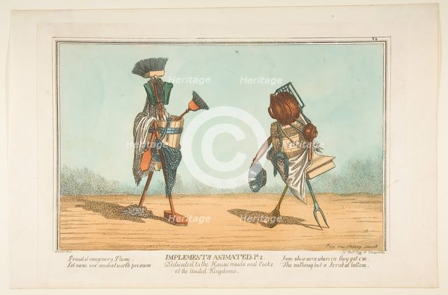 Implements Animated, Pl. 2, Dedicated to the Housemaids and Cooks of the United Kingdoms, ca. 1811. Creator: Unknown.