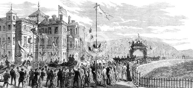 Improvements on the Kentish coast: Prince of Wales opening Hythe Marine Parade and Embankment, 1881. Creator: Unknown.